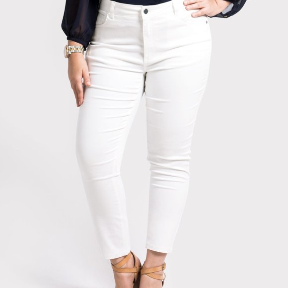 plus size white ankle pants